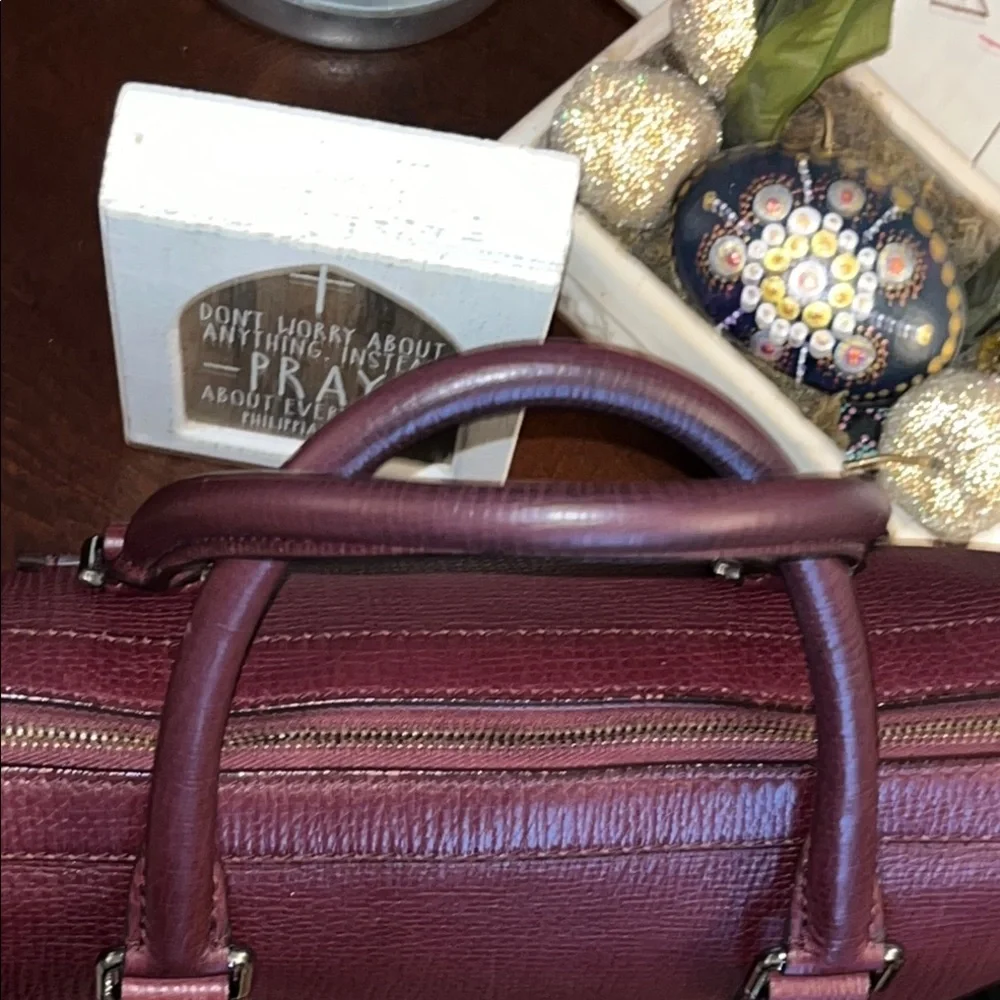 Dolce & Gabbana Mediterraneo Bordeaux Brick Red Laptop Bag Structured Design EUC